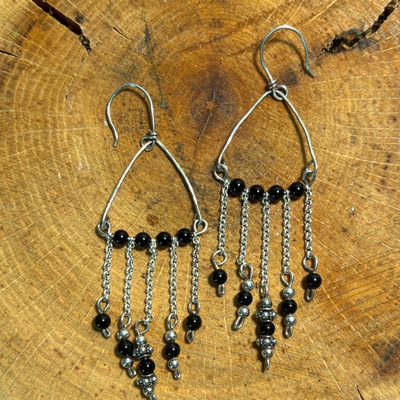 Sterling and onyx earrings - Picture 2 of 3
